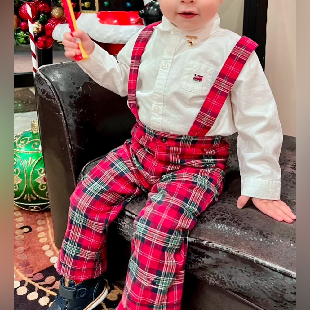 Janie and Jack
 Tartan pants with attached suspenders and dress shirt bodysuit.